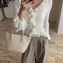 Fashion fungus lace slim knit sweater, autumn 2025 new waist V-neck women's sweater 11950 average size šviesiai mėlyna spalva
