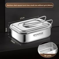 Lunch Box 304 Stainless Steel Old-fashioned Grid Lunch Box Convenient Outdoor Take-out Lunch Box Office Worker Student Artifact gray