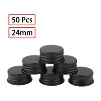 50 vnt. putplasčio tarpinės buteliukų kamšteliai - Aliumininiai srieginiai sandarūs dangteliai kosmetikos indeliams 24MM 50Pcs