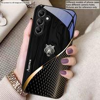 Mielas auksinis tigras rudas Samsung A20 30 22 23 24 A25 26 31 32 A33 34 35 42 50 51 52 53 54 55 56 70 71 72 73 stiklinis telefono dėklas Galaxy A22 5G black