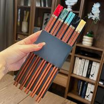 5Pairs Red Sandalwood Chopsticks for Sushi Non-Slip Food Sticks Hot Pot Reusable Chinese Chopsticks Tableware Kitchen Tools geltona