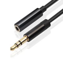 Braided 3.5mm Male to Female Audio Extension Cord, Gold Plated Connector Metal Shell Stereo Cable for Headset Phone 0.5m