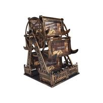 Unique Rotating Photo Display With 6 Glass Frame Holds Up To 12 Pictures Antique Ferris Wheel Design Picture Frame Gift bronza