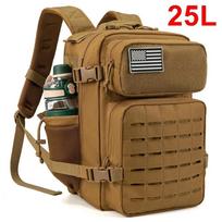 25L/45L Taktinis lazeriu pjaustytas Molle dienos kuprinė su dvigubais puodelių laikikliais žygiams ir sporto salei black