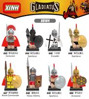 Medieval Series X0316 Templar Crusader X0320 Spartan Roman Building Blocks Minifigure, Articulated, Collectible Mini Figure X0164 (643-650) set 8pcs