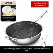 Stainless steel wok Honeycomb non-stick skillet Household wok induction cooker Gas cooker wok pan pan pan set gray