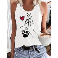 Women’s Trendy Exquisite Printed Fashion Sleeveless Tank Top XL beige