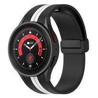 Originalus silikoninis dirželis Samsung Galaxy Watch 7/6/5/4 44mm 40mm/5pro 45mm magnetiniu užsegimu Apyrankė Samsung 6 Classic 47 43mm Galaxy 5-5 Pro juoda balta spalva