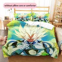 Vegeta Dragon Ball Pattern Bedding Home Decoration Birthday Gift (1 * duvet cover + 2 * pillowcase, without core) 135x200cm blue