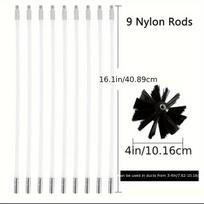 1 rinkinys kamino valymo rinkinių, židinio šepetėlio strypų rinkinys su 9 lanksčiais nailoniniais strypais (16,1 colio) Ir 1 šepetėlio galvutė (4 colių), Ortakių valymo priemonė juoda
