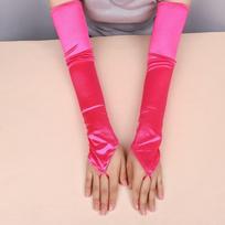 New 49CM Women Gloves Satin Elasticity Hook Finger Gloves Solid Retro Stage Performance Long Fingerless Gloves Wedding Bride