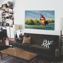 90x150cm Chicken Joe Surfs Up Funny Meme Flag Abstract Cartoon Art Design Tapestry Color Wall Hanging Flag For Bedroom 90 X 150cm