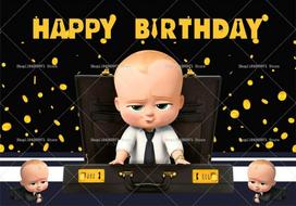 Boss Baby Cartoon Backdrop Lovely Baby Birthday Party Decor Baby Shower Supplies Photo Backdrop Party Wall Banner 59x51.1inch/150*130cm beige