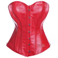 Sexy Pu Leather Corset Waist Trainer Tummy Control Bust Lifting Body Shaper S red