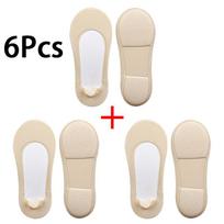 6Pcs Non-slip Boat Sock - Plantar Fasciitis Shoes Insole for Feet - Arch Soft Sponge Invisible Shallow Shoe Pads Shock-absorbing EU35-44 beige