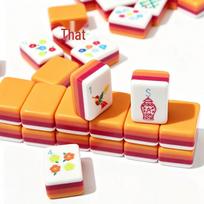 Acrylic American Mahjong Tiles - Orange Four-Layer, Mini Portable Set for Casual Entertainment 31.5*22.5*15.5mm yellow