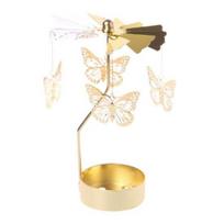 Metalinis besisukantis suktuko laikiklis stalo karuselė žvakių arbatos šviesa šventinė puošmena B : Butterfly beige