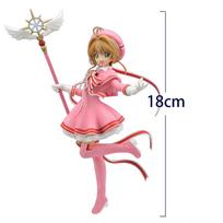 Anime magical girl Kinomot figure Kinomot action figure Doll PVC cute girl Model Toys Desktop ornament Collect Statue Gifts 18cm 18cm pink
