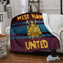 FC Ham United Crest Flannel Blanket, Soft Polyester, Modern Design, All-Season for Camping, Travel, Gifts for holidays or birthdays 75x90cm