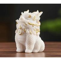 Sandstone Attract Wealth Pixiu Desktop Ornament,Office Workstation Auspicious Decoration,Housewarming Gift Bring Abundant Wealth brown