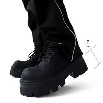 Madingi odiniai laisvalaikio batai vyrams Anglies juodos spalvos Platforminiai Derby batai Storu padu Aukščiausios klasės vyriški odiniai batai Zapatillas Hombre 39 black