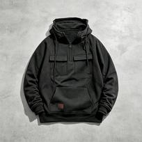 Mens Oversized Hooded Sweatshirt With Multiple Patch Pockets Solid Color Loose Fit Outdoor Style Small