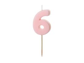 Gimtadienio žvakutė su smeigtuku nr 6 rausva 5,5cm