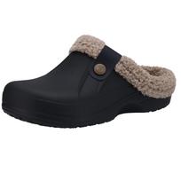 Fashion Comwarm Fur Men Clogs Slippers Winter Outdoor Plush Lined Slippers Waterproof Fur Garden Clogs Shoes Warm Fluffy House Slippers 35-36 juoda ruda spalva