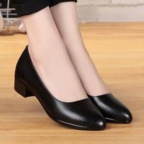 Medium Heel Classic Black Pointy-Toe Pumps: Simple and Fashionable for Commuting and Office Wear, Suitable for Women and Mothers Alike Size 35 juoda