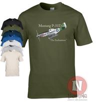Marškinėliai P-51 Mustang ''Enchantress'' JAV oro pajėgų Antrojo pasaulinio karo naikintuvas S white
