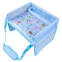 Car Seat Tray for Kids Foldable Multiple Pockets Waterproof Car Table Portable Large Capacity Table for RV Usage Dining Drawing white