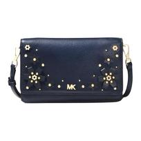 Michael Kors Floral Print Flap Solid Color Letter Logo Leather Crossbody Bag Women bags Blue 32T8GF5C3Y-ADMIRAL Basic Set (Bag+Dust Bag) gray