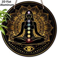 2D Flat Bohemia Aluminium Sign with Meditation & Chakra Pattern - Vintage Figurine Ornaments - Ideal for Front Door, Wall, Porch, Fence Decor - Ideal 7.87×7.87inch