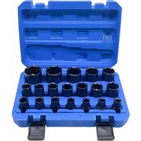 21-Piece Twelve-Point Gear Lock Socket Set - Auto Repair Tool Kit with Large Handle, Chrome Vanadium Steel. blue