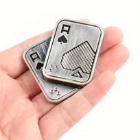 Metal Finger Spinner Toy - Metal Poker Card Pushing Finger Slider Stress Relief Toy, Coin Tapping Touch, Gift for Office Desk