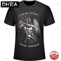 Never Retreat Never Surrender 300 Spartan King Leonidas Tshirt New 100 Cotton Short Sleeve Oneck Loose Tshirt Casual Unisexs Top 4XL black
