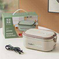 304 Stainless Steel Electric Lunch Box Constant Temperature Heated Lunch Box Plug-in 1.2L Double Chamber Water-Free Lunch Box žalia