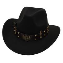 American top hat, western cowboy hat, jazz felt hat, western Sichuan travel hat black