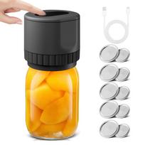 Electric Mason Jar Vacuum Sealer Kit Cordless Automatic Jar Sealer Kit for Food Storage and Fermentation with Wide Mouth and Regular Mouth Mason