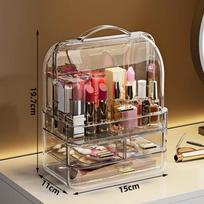 Transparent Makeup Box Multilayer Dust-proof Desktop Storage Rack Large Capacity Multi-functional Cosmetics Display Case black