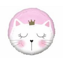 Folinis balionas „KITTY“ su karūna, rožinis, gimtadienio balionas, 45 cm, 18