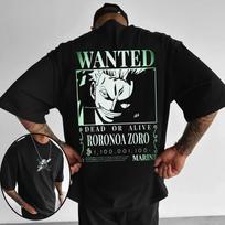 Vienas gabalas Japonų Anime Vyriški Marškinėliai Roronoa Zoro Berniukui Vaikams Medvilniniai Y2K Harajuku Trend Trumpomis Rankovėmis 4XL black