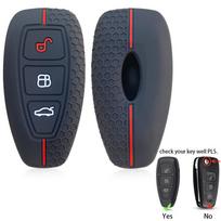 Silikoninio rakto dangtelio apsauginis korpusas, skirtas Ford Fiesta Transit Custom Mondeo Kuga 2 Ecosport Focus Mk4 3 mygtukais, sulankstomas black