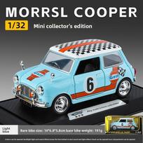 2026 Simulation 1/32 BMW Mini Alloy Car Model Collection Metal Toy Vehicle Birthday Gift Home Decor Ornament with Sound Light Alloy Home Toy tamsiai mėlyna spalva