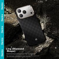 Benks iPhone 17 Pro Case Kevlar Diamond Pattern Magnetic Ultra-Thin Premium Protective Cover Obsidian Black