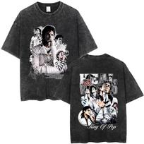 Washed Vintage Michael Jackson King of Pop Graphic T-shirt Men Women Fashion Retro Rock T-shirts Men's Punk Oversized T Shirts S įvairiaspalvis