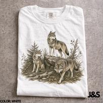 Wolf Vintage 90s T Shirt, Retro Gray Wolf Graphic Tee, Woodland Animal Botanical Top, Unisex Outdoor Gift, Aesthetic Forest Wildlife Shirt L white