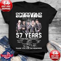 Scorpions Believer 57 Years 1965 2022 Signatures Black All size Unisex Shirt AC2 L white