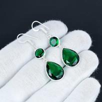 Žalio turmalino brangakmenių auskarai, 925 svarų sterlingų sidabro auskaras, Rankų darbo Boho sidabro papuošalai kabantys auskarai, Gimtadienio dovana 7 Cm žalia