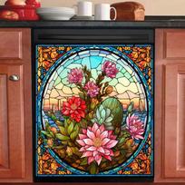 1PcsColorful Buddha Lotus Art Magnetic Dishwasher Door Cover Sticker Door Panel Cover Fridge Appliance Magnet forDishwasher Refrigerator Kitchen Decor 58.5*43cm black